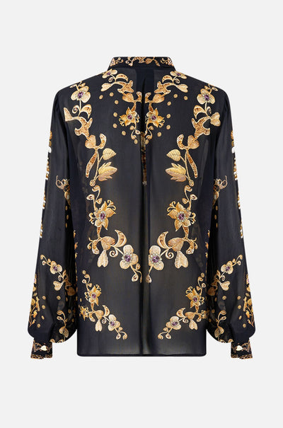 Camilla - Taurus Rising Collared Shirt w/ Frill Neck Detail