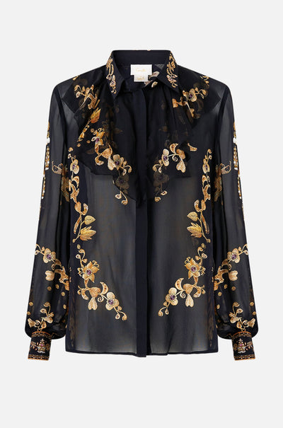 Camilla - Taurus Rising Collared Shirt w/ Frill Neck Detail