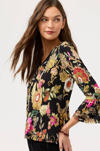 Johnny Was - The Janie Favorite V Neck Flute Sleeve Tee in Lowri