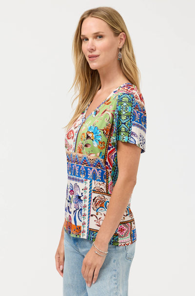 Johnny Was - The Janie Favorite V Neck Flutter Sleeve Tee in Ameria