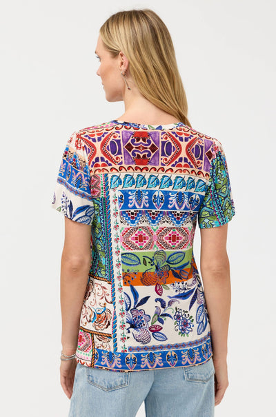 Johnny Was - The Janie Favorite V Neck Flutter Sleeve Tee in Ameria