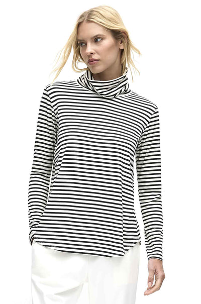 Mela Purdie - Turtle Neck Top in Straw Stripe