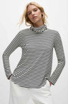 Mela Purdie - Turtle Neck Top in Straw Stripe