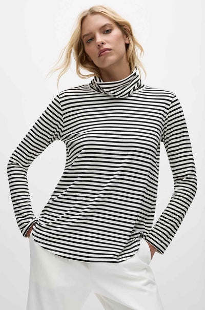 Mela Purdie - Turtle Neck Top in Straw Stripe