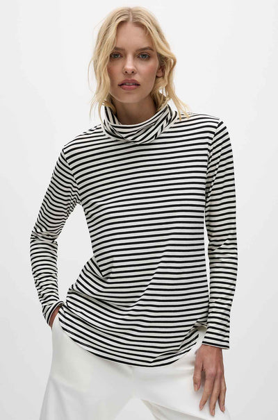 Mela Purdie - Turtle Neck Top in Straw Stripe