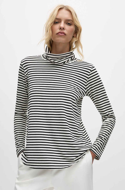 Mela Purdie - Turtle Neck Top in Straw Stripe