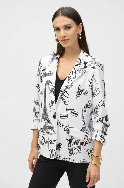 Joseph Ribkoff - Silky Knit Conversational Print Straight Blazer