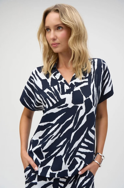 Joseph Ribkoff - Silky Knit Abstract Print Boxy Top
