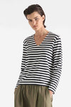 Mela Purdie - V Neck Top in Bevel Stripe Knit