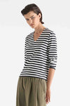 Mela Purdie - V Neck Top in Bevel Stripe Knit