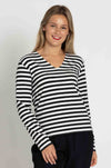 Mela Purdie - V Neck Top in Bevel Stripe Knit