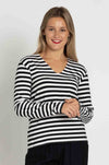 Mela Purdie - V Neck Top in Bevel Stripe Knit