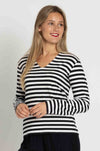 Mela Purdie - V Neck Top in Bevel Stripe Knit