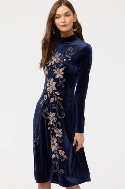Johnny Was - Velour Mock Neck Dress in Corinthe