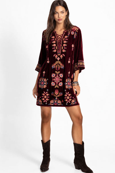 Johnny Was - Velvet Tie Front Kimono Dress in Brandi