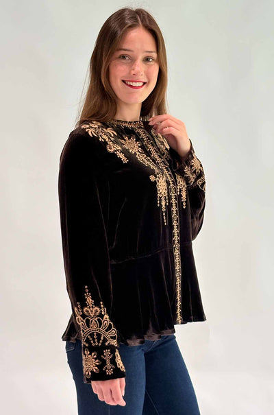Johnny Was - Velvet Peplum Jacket in Marik