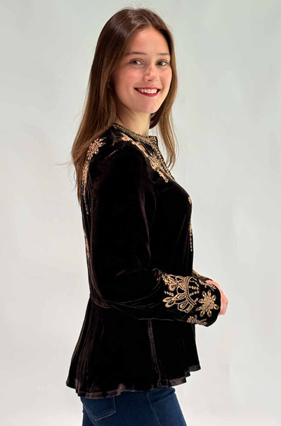 Johnny Was - Velvet Peplum Jacket in Marik