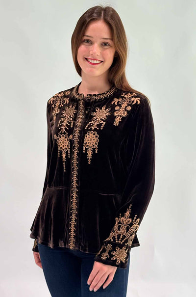 Johnny Was - Velvet Peplum Jacket in Marik