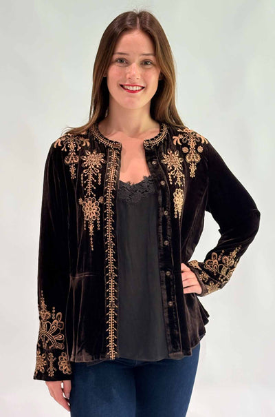 Johnny Was - Velvet Peplum Jacket in Marik
