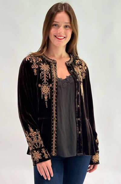 Johnny Was - Velvet Peplum Jacket in Marik