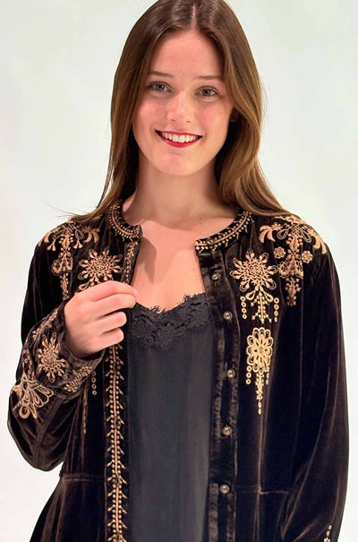 Johnny Was - Velvet Peplum Jacket in Marik