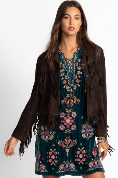 Johnny Was - Velvet Tie Front Kimono Dress in Brandi