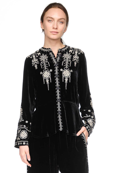 Johnny Was - Velvet Peplum Jacket in Marik