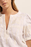 zoe kratzmann - venture top in porcelain embroidery