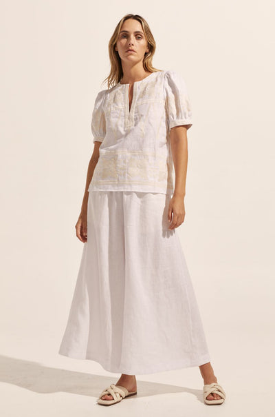 zoe kratzmann - venture top in porcelain embroidery