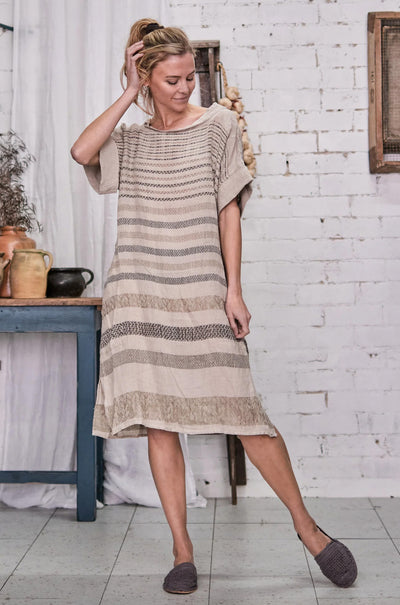 La Bottega Di Brunella - Vestito Midi Titanic in Taglio Patch Rosmarino