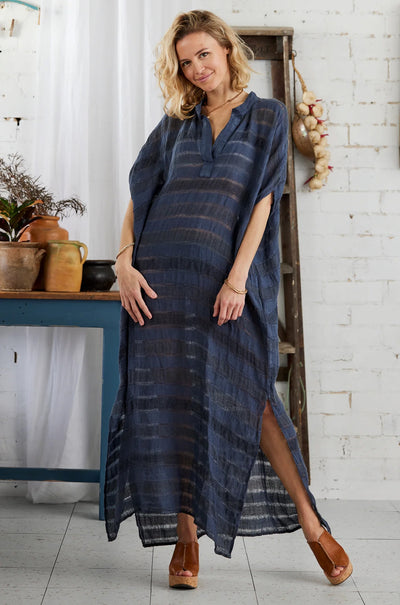 La Bottega Di Brunella - Vestito Papiro in Riga Mix Rosmarino