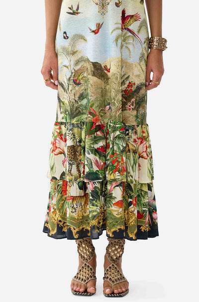 Camilla - Wanderlust Empire Strappy Maxi Dress w/ Tiers