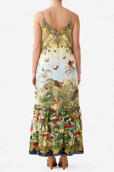 Camilla - Wanderlust Empire Strappy Maxi Dress w/ Tiers