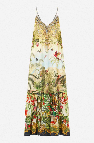 Camilla - Wanderlust Empire Strappy Maxi Dress w/ Tiers