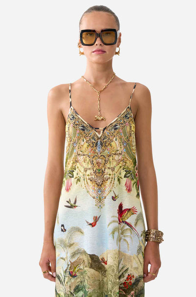 Camilla - Wanderlust Empire Strappy Maxi Dress w/ Tiers