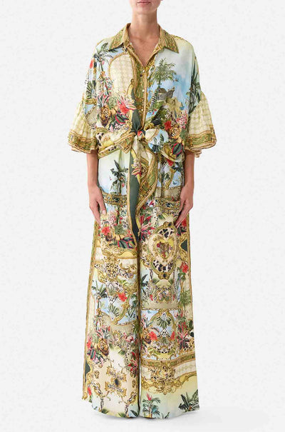 Camilla - Wanderlust Empire Tie Front Shirt w/ Sleeve Frill