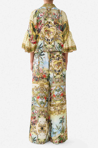 Camilla - Wanderlust Empire Tie Front Shirt w/ Sleeve Frill