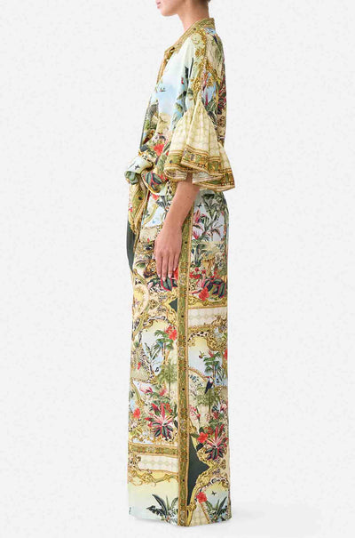 Camilla - Wanderlust Empire Tie Front Shirt w/ Sleeve Frill