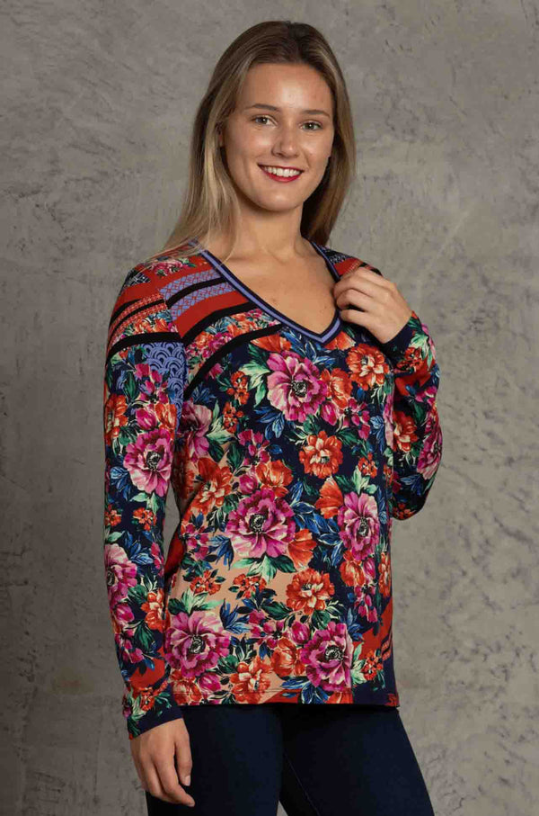 Johnny Was - Window Favorite L/S V-Neck Tee - Zambezee