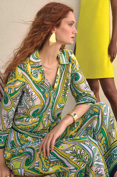 Joseph Ribkoff - Woven Paisley Print Front Tie Top