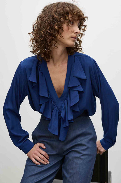 Mela Purdie - Wrap Ripple Blouse in Orient
