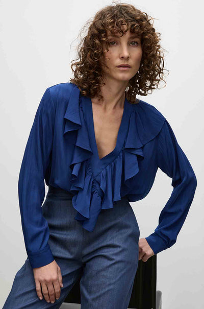 Mela Purdie - Wrap Ripple Blouse in Orient