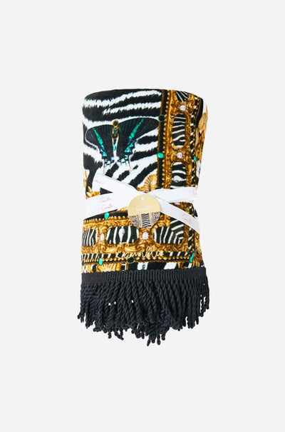 Camilla - Zig Zag Zoo Beach Towel w/ Fringe