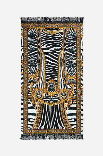 Camilla - Zig Zag Zoo Beach Towel w/ Fringe