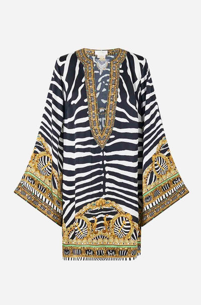 Camilla - Zig Zag Zoo Deep V Neck Hardware Short Kaftan