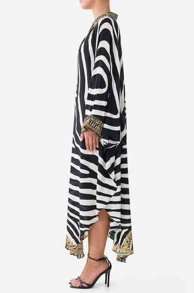 Camilla - Zig Zag Zoo Long Kaftan w/ Button Cuff