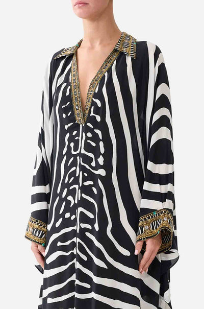 Camilla - Zig Zag Zoo Long Kaftan w/ Button Cuff