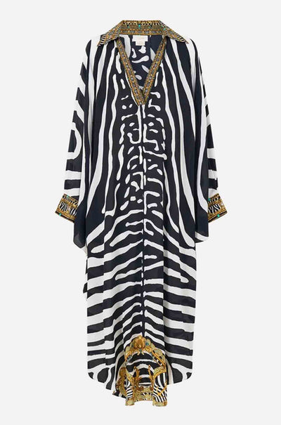 Camilla - Zig Zag Zoo Long Kaftan w/ Button Cuff