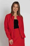 Paula Ryan - Zip Front Panel Peplum Jacket in Flame Red