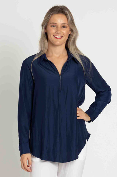 Mela Purdie - Zip Front Shirt in Mache in Denim